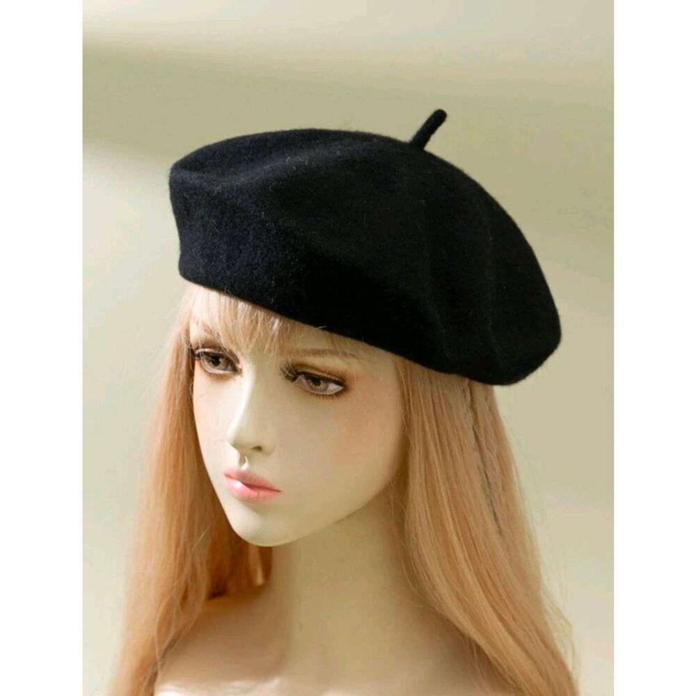 Ladies French Black Beret Hat Cap